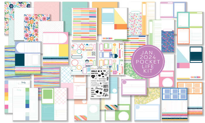Introducing the January 2024 Hip Kit Club Pocket Life Scrapbook Kit featuring our exclusive The Good Life collection. 